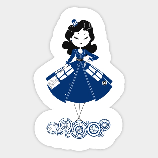 Tardis Pin-Up Sticker by vivaiolet